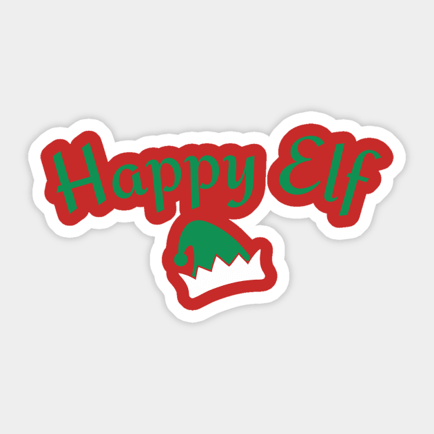 Happy Elf — Retro Christmas Text with Elf Hat Sticker by DonWillisJrArt